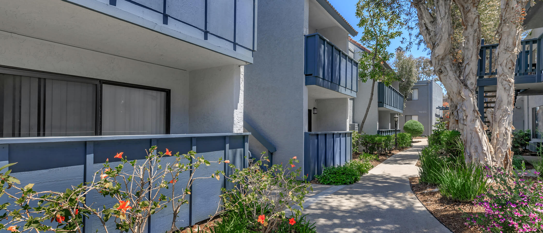 Outside of apartment building showing balconies and patios